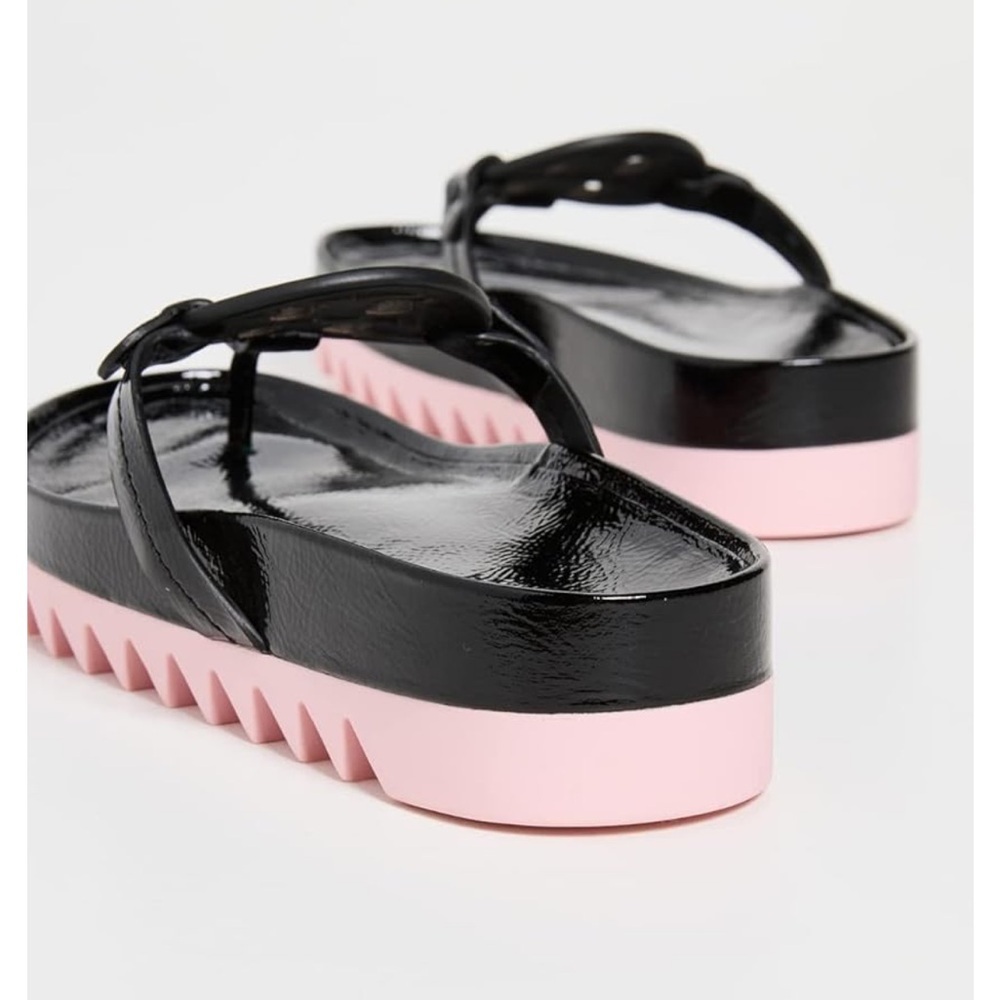 Tory Burch Women's Miller Cloud Lug Sandals Black Patent - Picture 11 of 12
